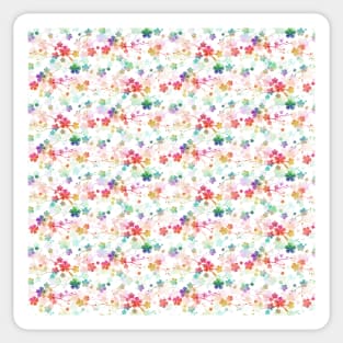 Small Rainbow Bright Pastel Watercolor Flowers and Vines Sticker